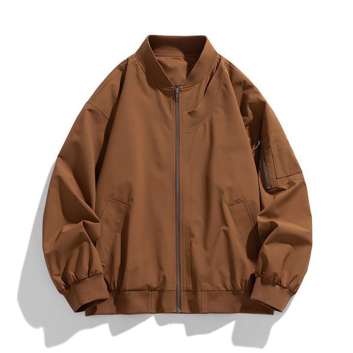 TIOZONEY - Chaqueta bomber para hombre-Marrón