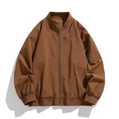TIOZONEY - Chaqueta bomber para hombre-Marrón