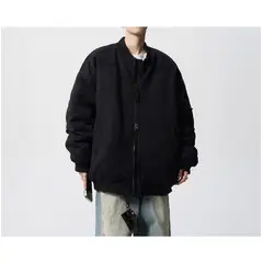 TIOZONEY - Chaqueta bomber para hombre-Negro