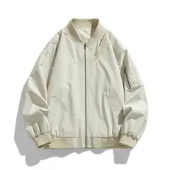 TIOZONEY - Chaqueta bomber para hombre-Blanco