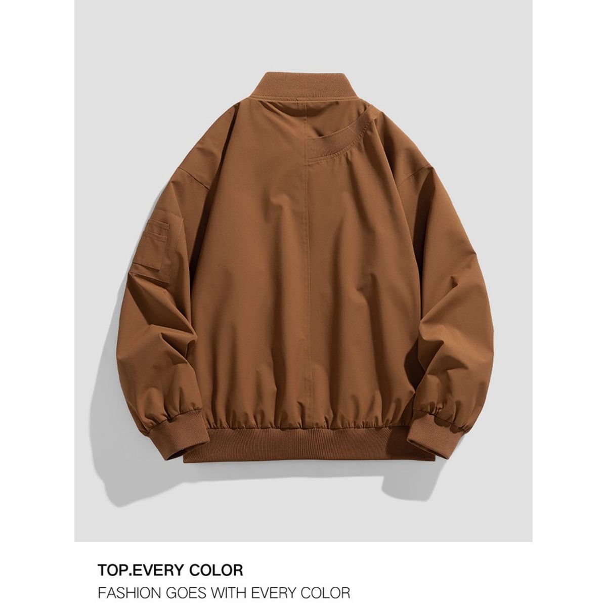 TIOZONEY - Chaqueta bomber para hombre-Marrón