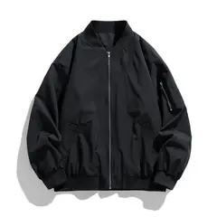 TIOZONEY - Chaqueta bomber para hombre-Negro