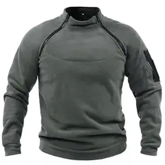 TIOZONEY - Chaqueta de forro polar con cremallera-Gris