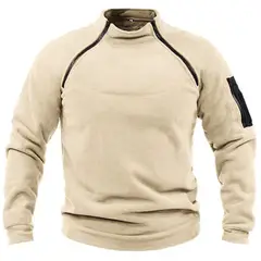 TIOZONEY - Chaqueta de forro polar con cremallera-Blanco