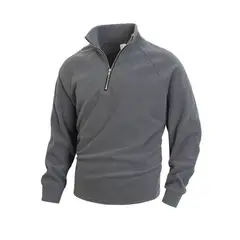 TIOZONEY - Chaqueta de forro polar con cremallera-Gris