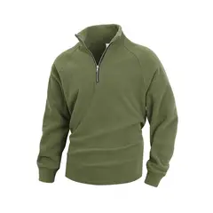 TIOZONEY - Chaqueta de forro polar con cremallera-Verde