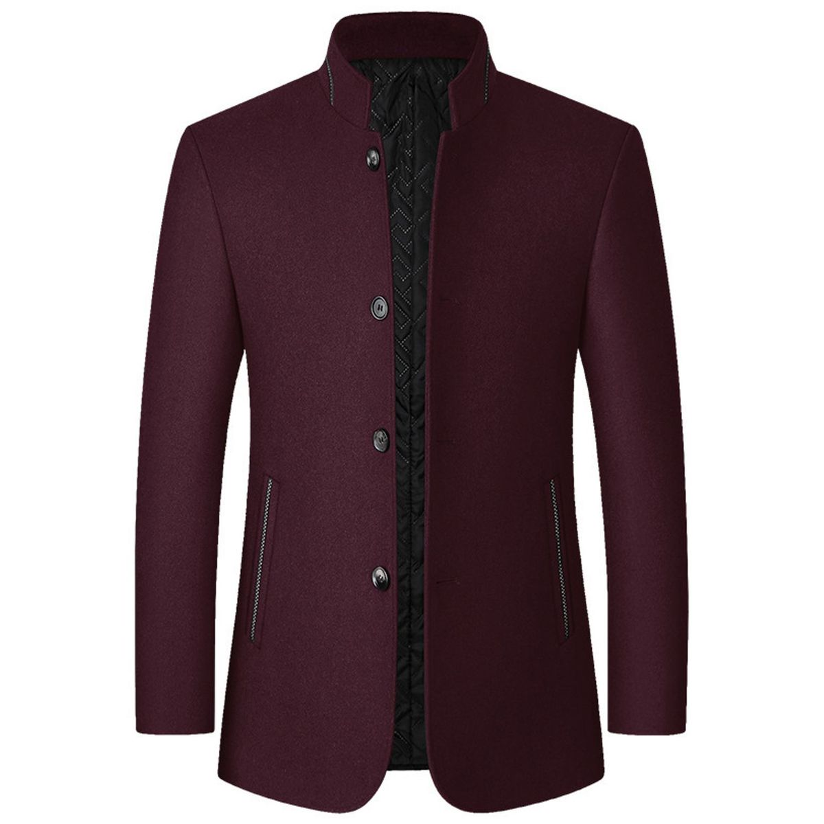 TIOZONEY - Chaqueta de cuello alto para hombre-Rojo