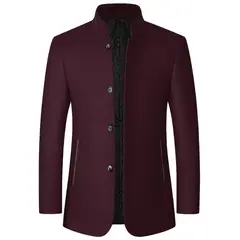 TIOZONEY - Chaqueta de cuello alto para hombre-Rojo