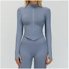 TIOZONEY - Chaqueta deportiva para mujer-Azul