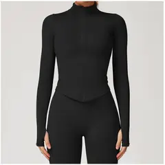 TIOZONEY - Chaqueta deportiva para mujer-Negro