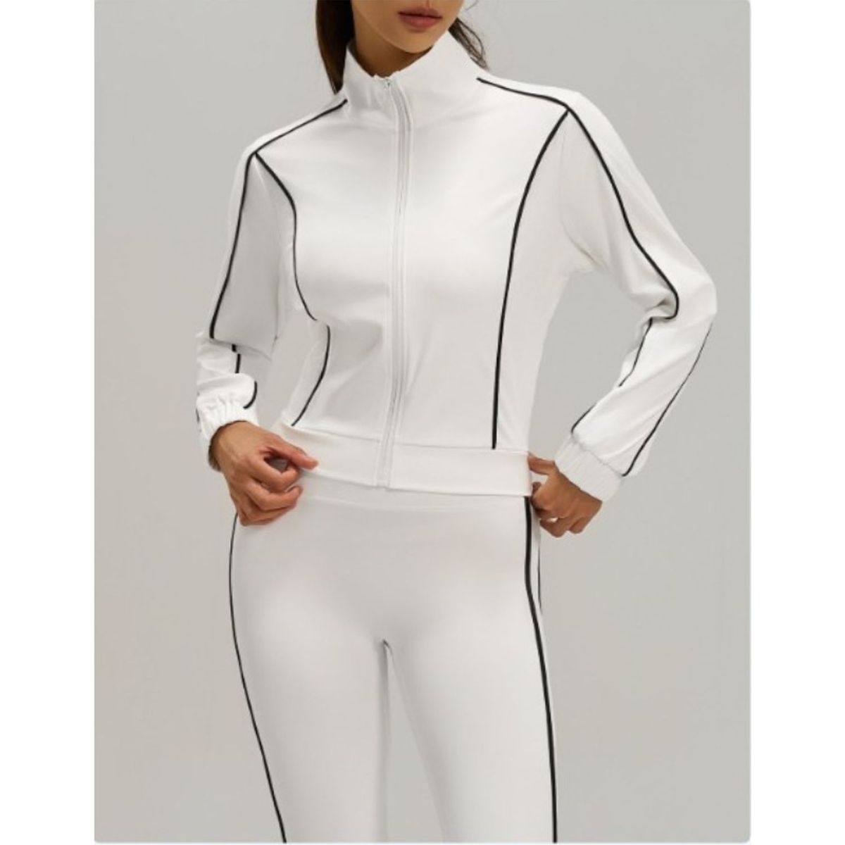 TIOZONEY - Chaqueta deportiva para mujer-Blanco