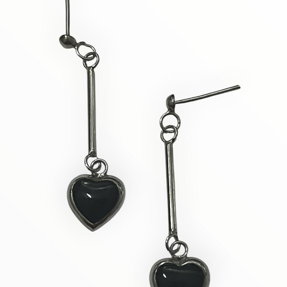 TAETHAI - Aros de plata 925 con coraxón Ónix