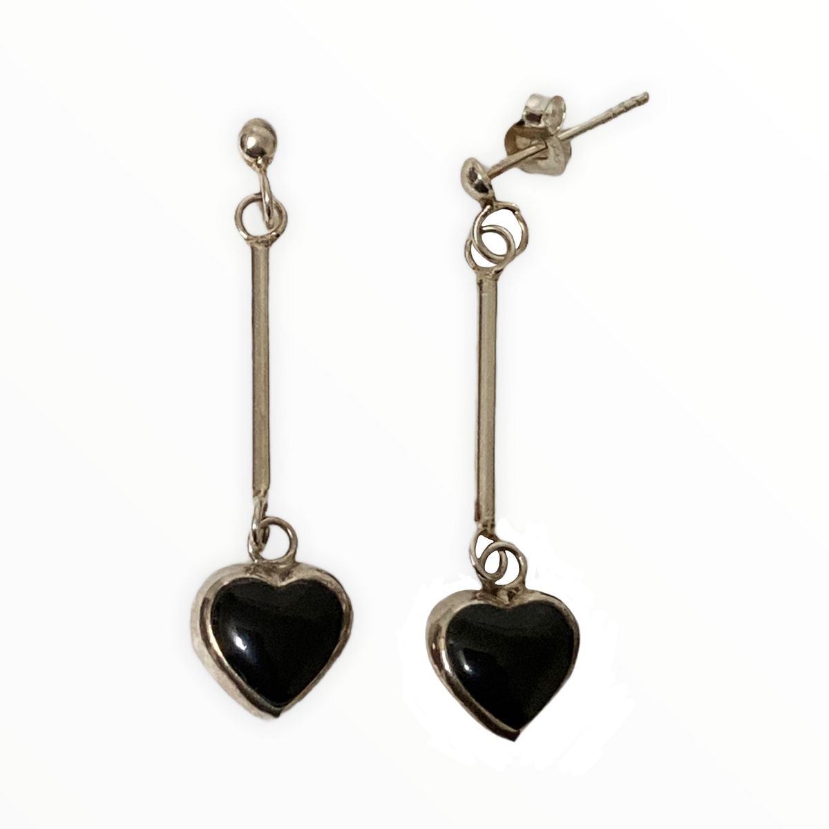TAETHAI - Aros de plata 925 con coraxón Ónix