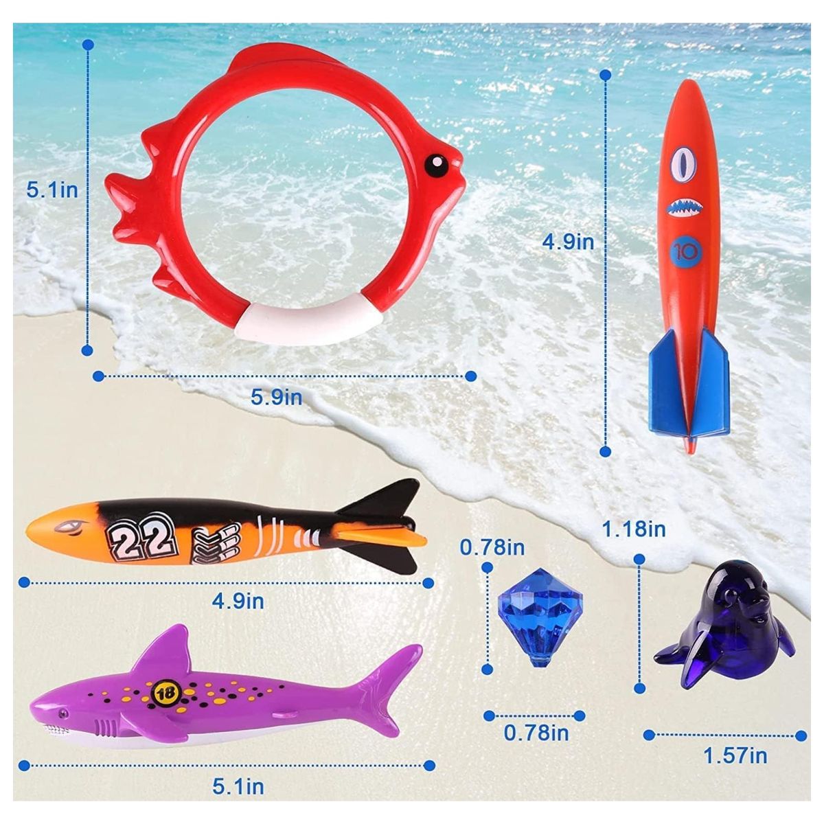 KINDA NICE - Set 20 De Juegos De Buceo Para Ninos, Piscina Y Playa