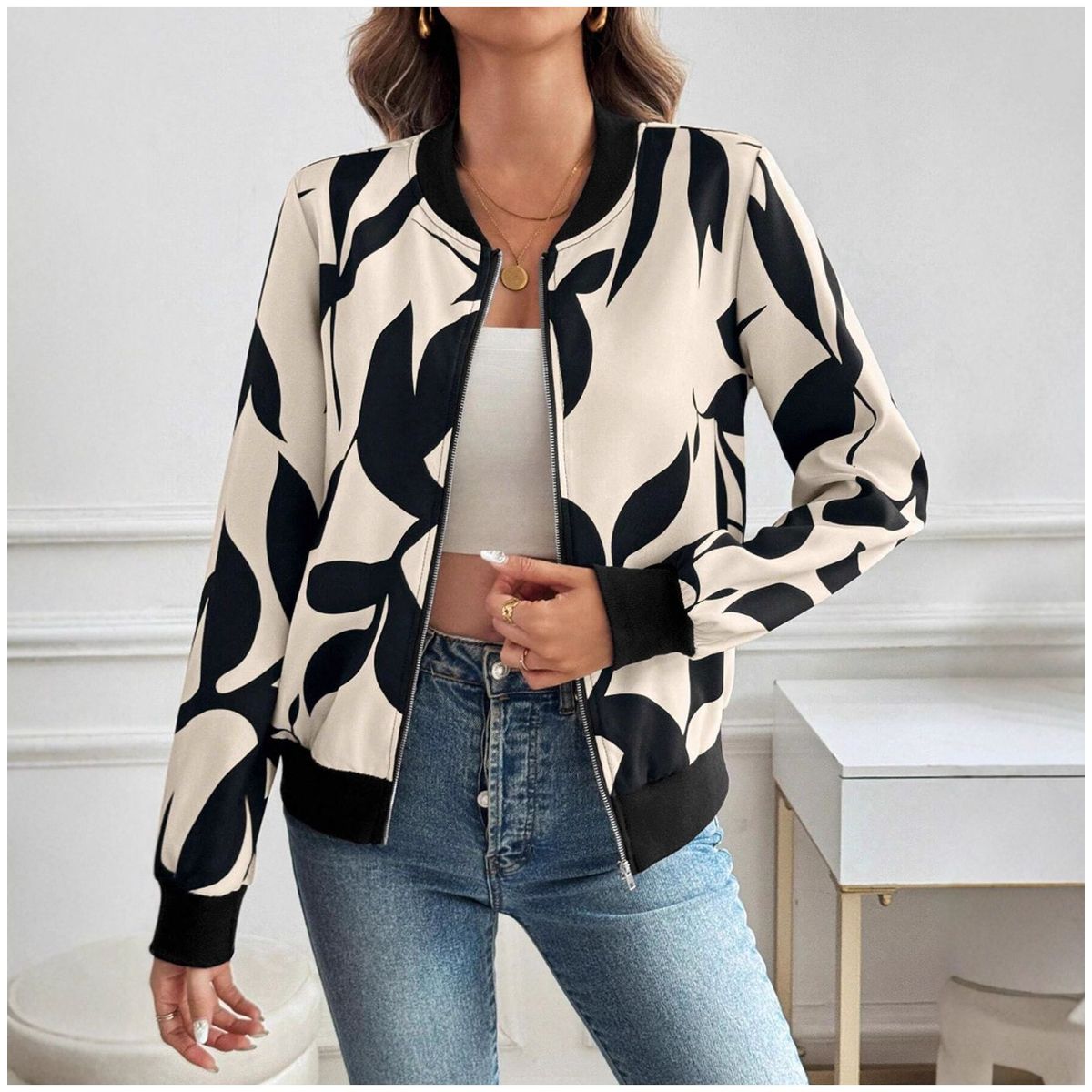 TIOZONEY - Chaqueta de mujer - Beige