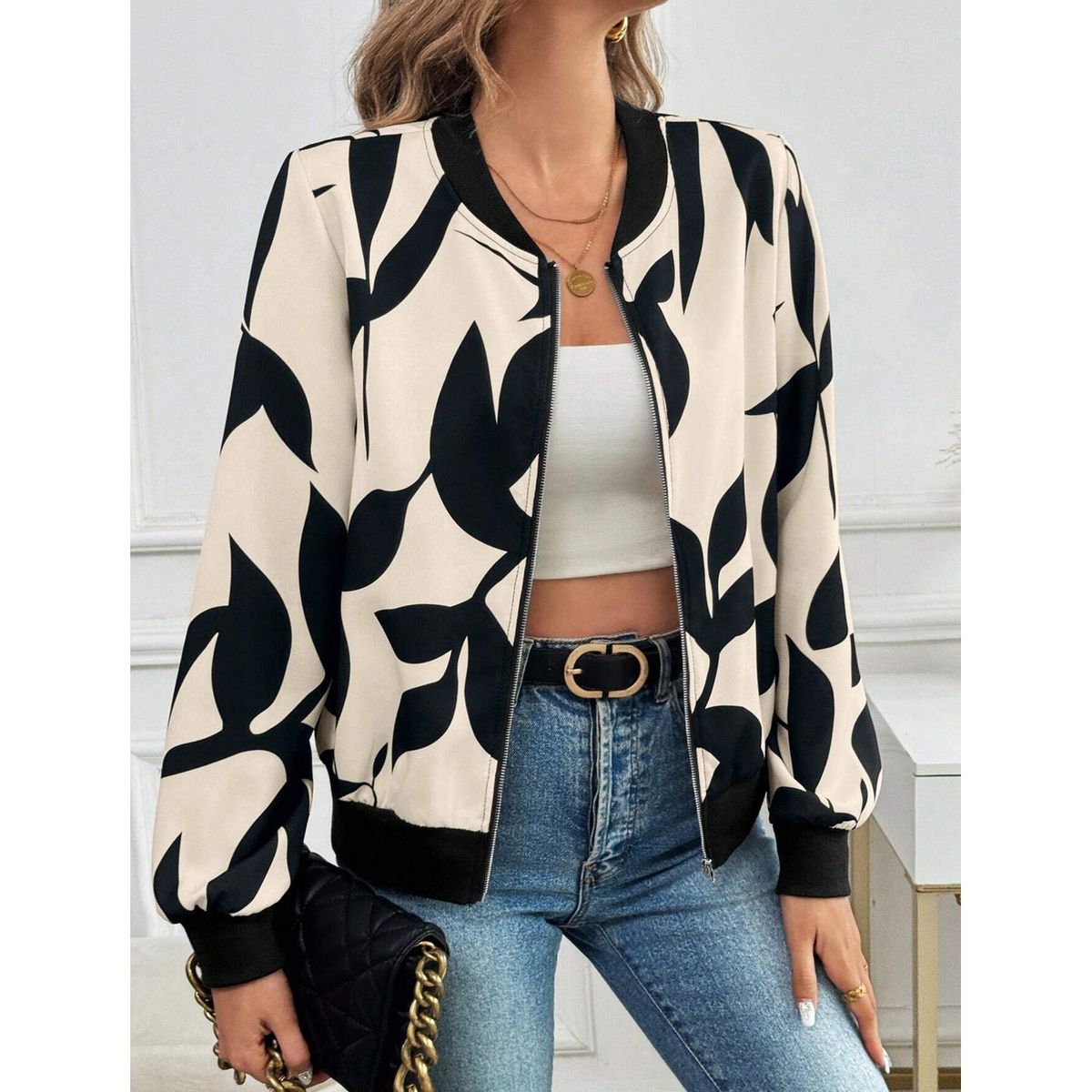 TIOZONEY - Chaqueta de mujer - Beige