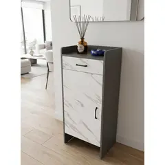 GENERICO - Zapatera Estrecho Textura Marmol Moderna Minimalista Con Cajon Y Puerta 45x32x106cm