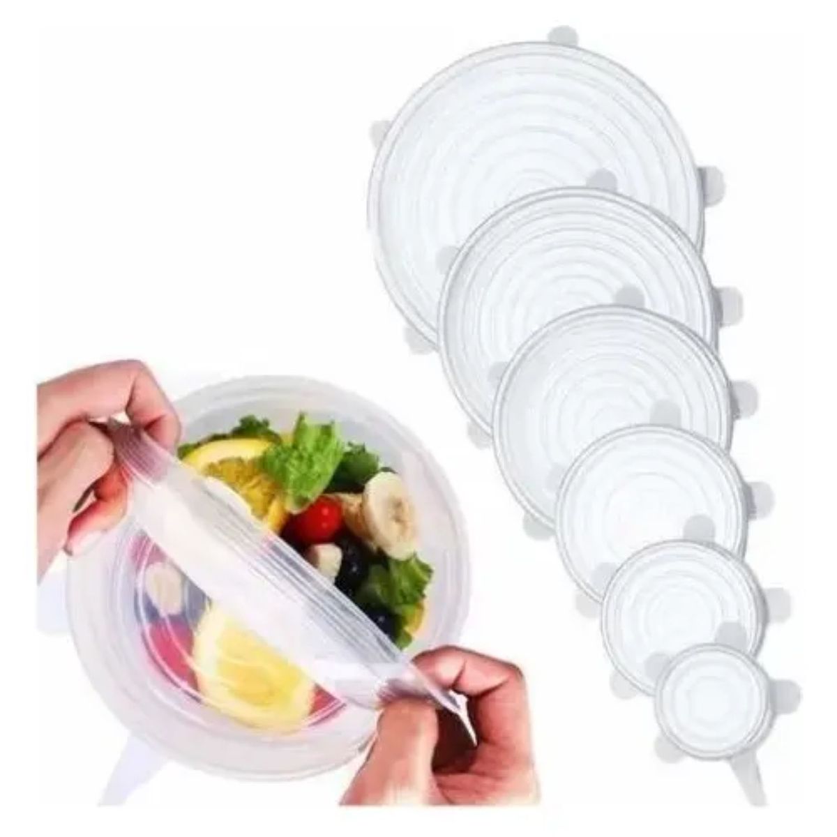 GENERICO - Set 6 Tapas Silicona Extensible Anti Escurrimientos Sellado