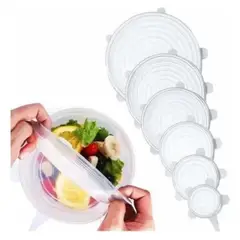 GENERICO - Set 6 Tapas Silicona Extensible Anti Escurrimientos Sellado