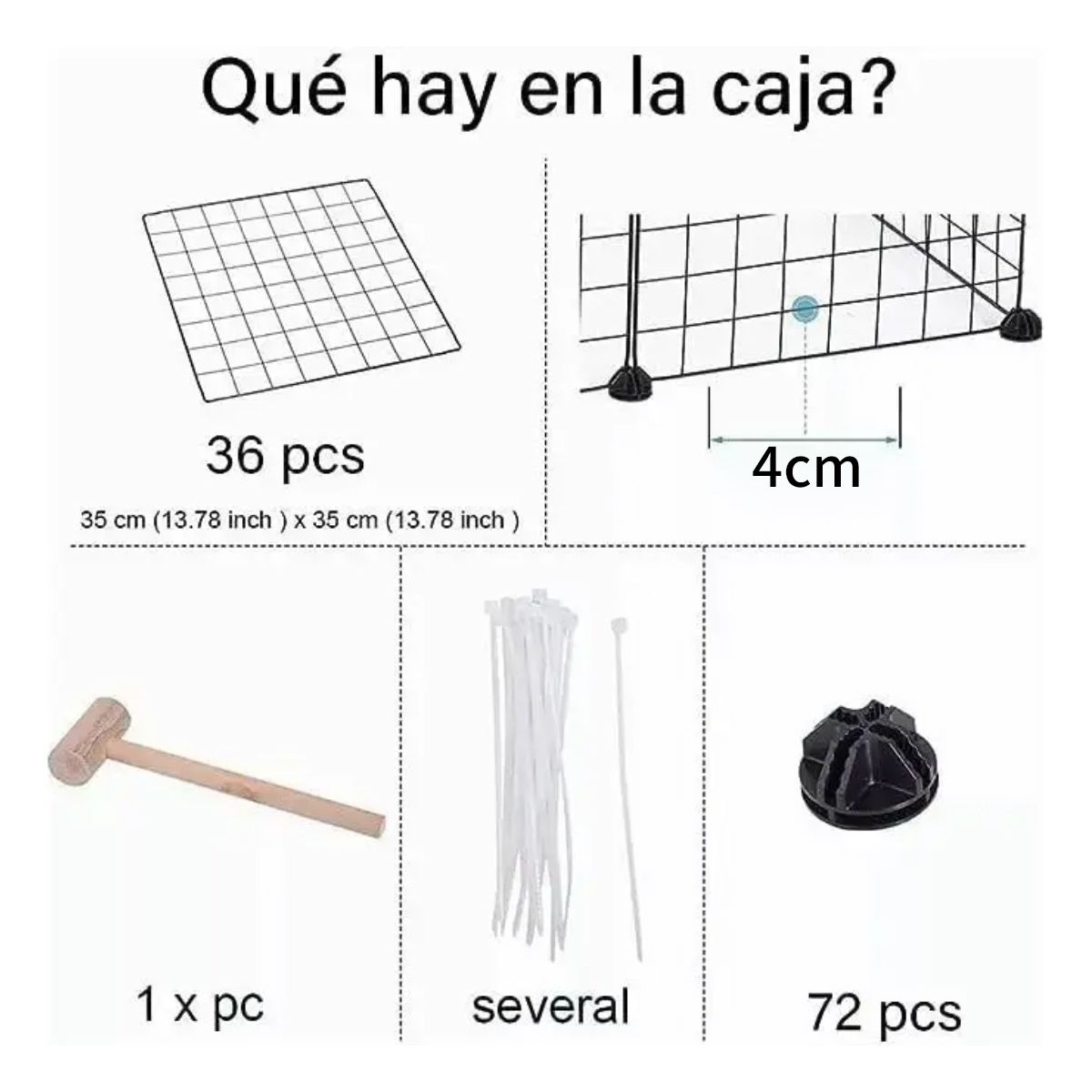 KINDA NICE - Corral Metálico Multifunciona Desmontable Para Mascota 36pcs
