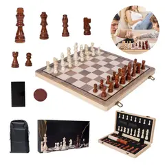 KINDA NICE - Set De Ajedrez Magnético De Madera 2 En 1 - Set De Juguetes