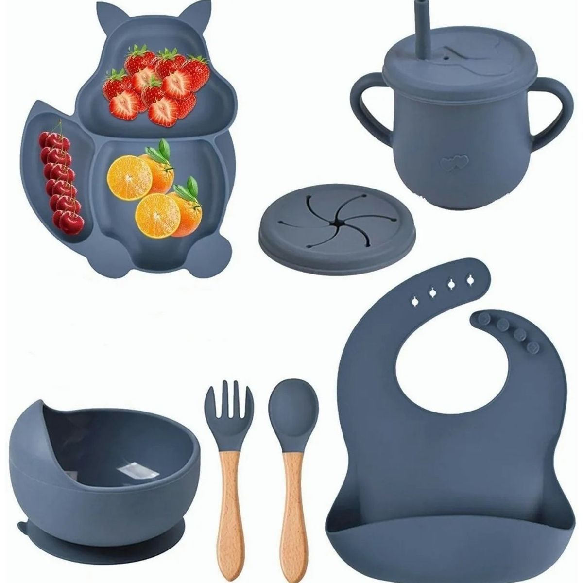 TIOZONEY - Juego De Cubiertos De Silicona Antideslizante Para Bebé 8pcs