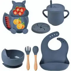 TIOZONEY - Juego De Cubiertos De Silicona Antideslizante Para Bebé 8pcs