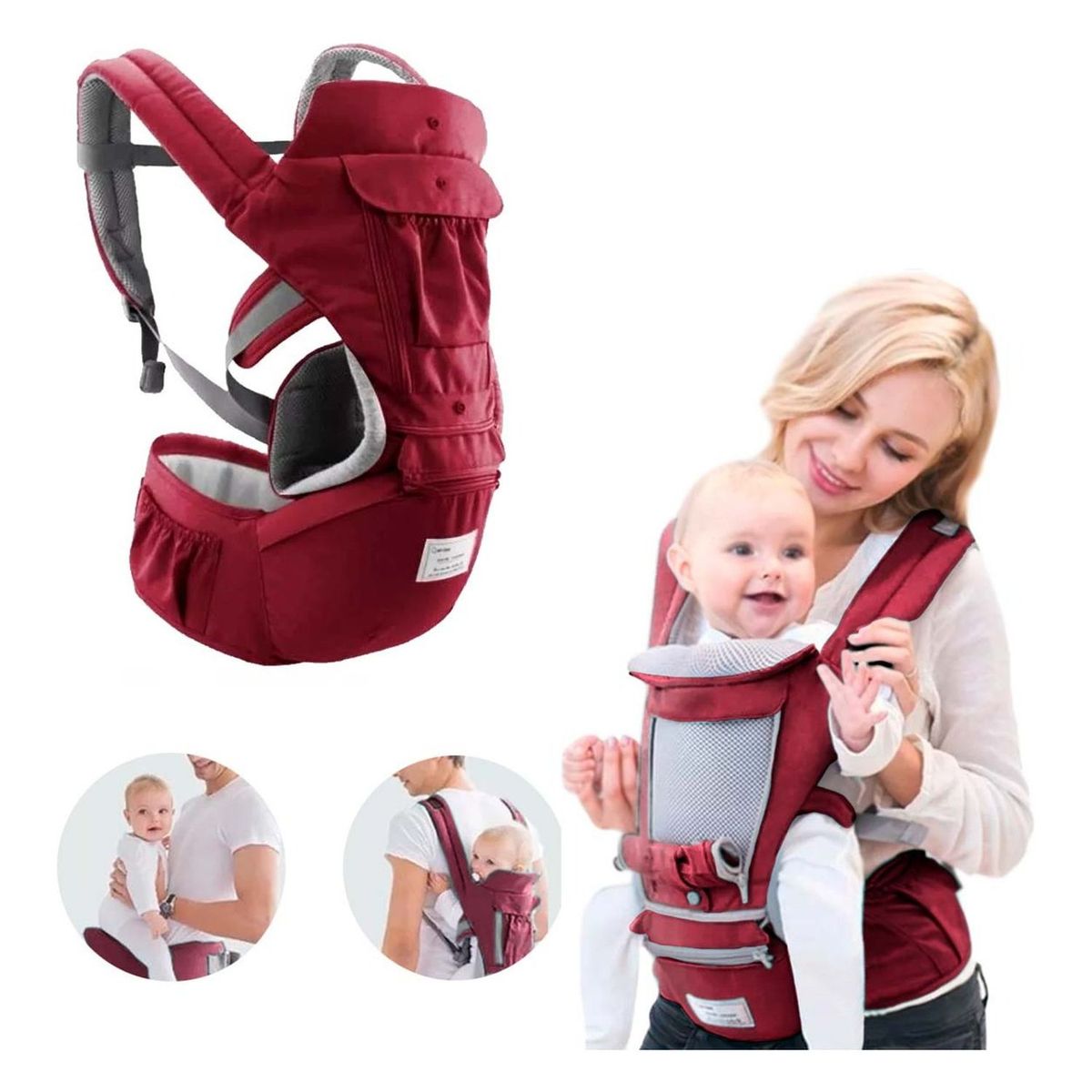 TIOZONEY - Cangurera Porta Bebes Cargador Ergonomico Posiciones 0-3años