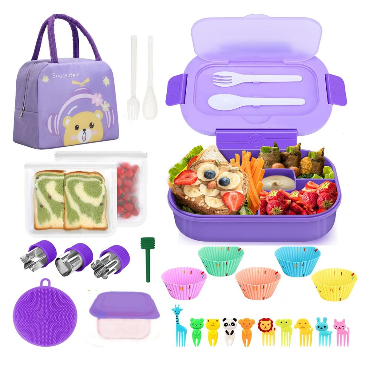 TIOZONEY - Loncheras para Niños Bento Box Kids Set 27pc