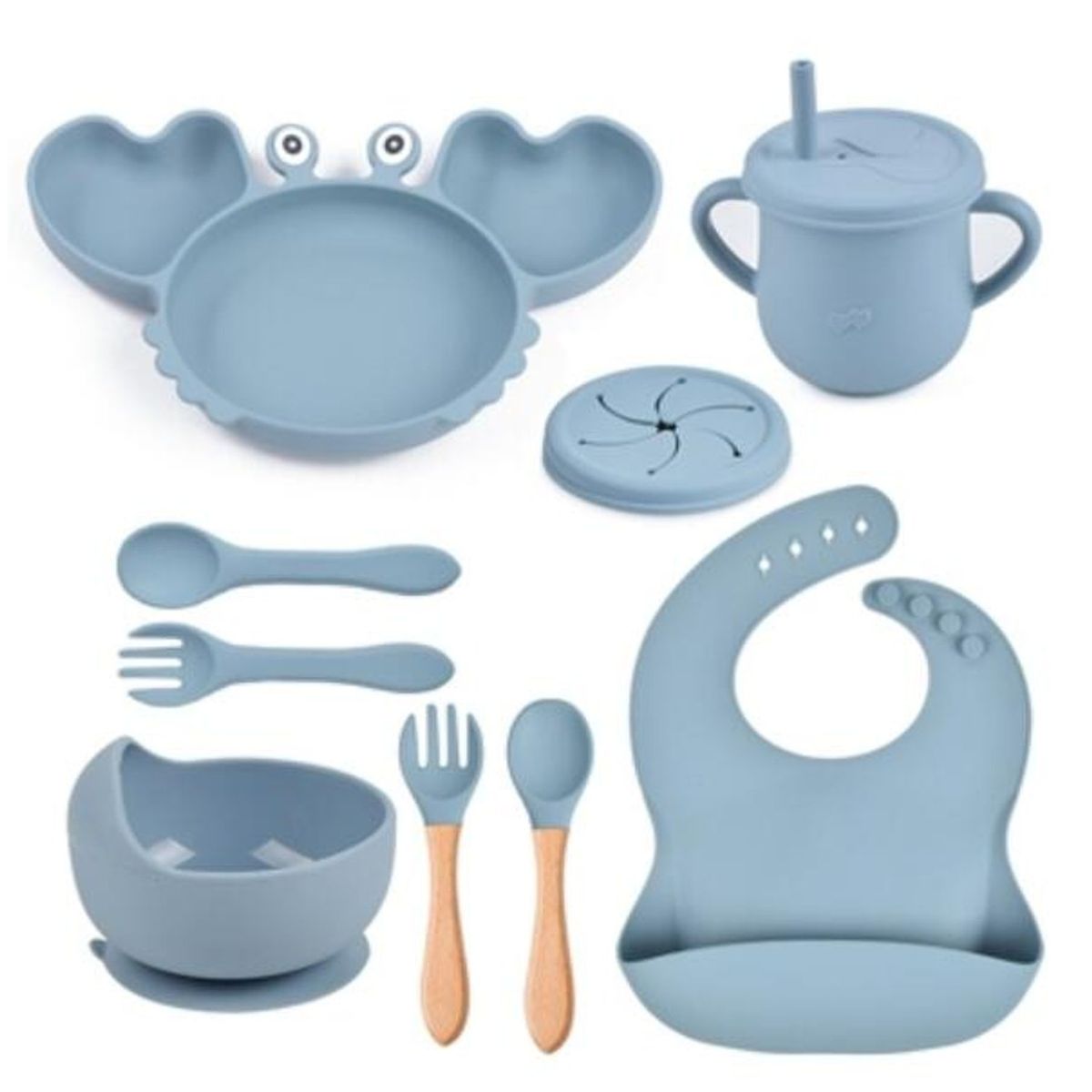 TIOZONEY - Juego De Cubiertos De Silicona Antideslizante Para Bebé 7pcs
