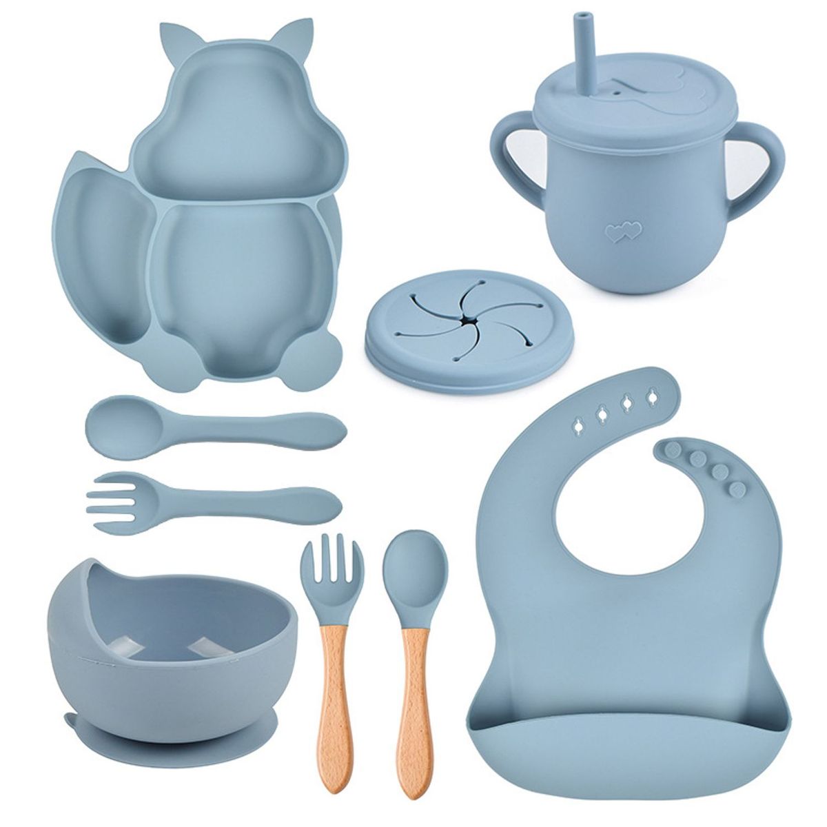 TIOZONEY - Platos De Silicona Bebe Juego De Cubiertos Antideslizante
