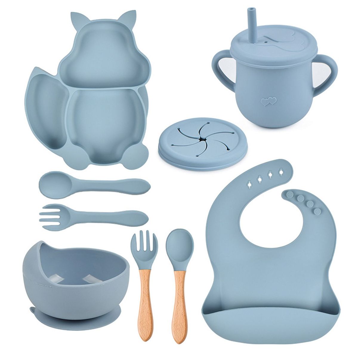 TIOZONEY - Platos De Silicona Bebe Juego De Cubiertos Antideslizante