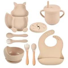 TIOZONEY - Platos De Silicona Bebe Juego De Cubiertos Antideslizante
