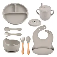 TIOZONEY - Juego De Cubiertos De Silicona Antideslizante Para Bebé 7pcs