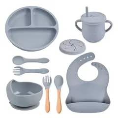 TIOZONEY - Juego De Cubiertos De Silicona Antideslizante Para Bebé 7pcs