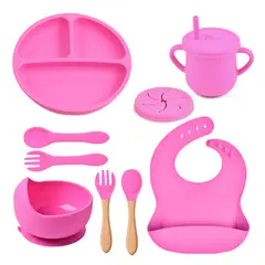 TIOZONEY - Juego De Cubiertos De Silicona Antideslizante Para Bebé 7pcs