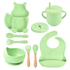 TIOZONEY - Platos De Silicona Bebe Juego De Cubiertos Antideslizante