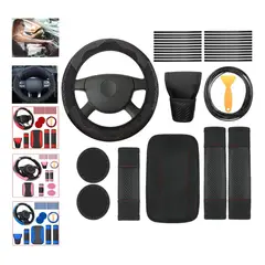 AIZO - Funda de Volante PVC Negro Antideslizante Universal para Auto Set 38 Piezas