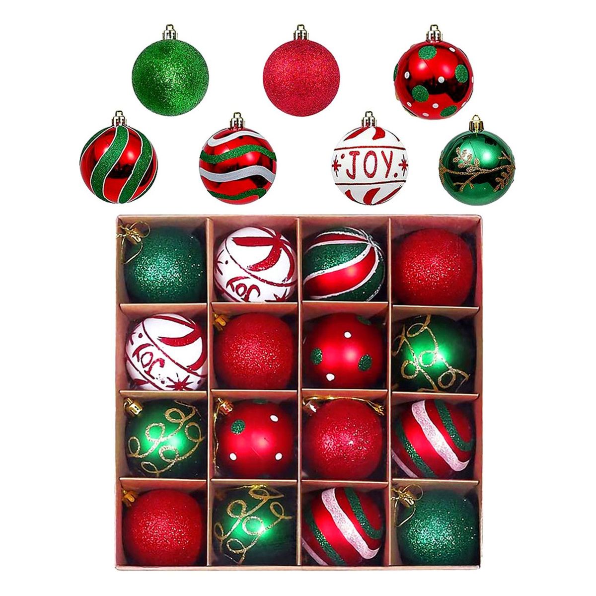 TIOZONEY - 16pcs Christmas Balls Set Christmas Tree Hangings