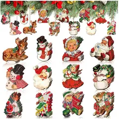TIOZONEY - 36 adornos de Navidad vintage de madera
