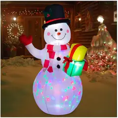 TIOZONEY - Muñeco de nieve inflable de 5 pies con luces LED de colores
