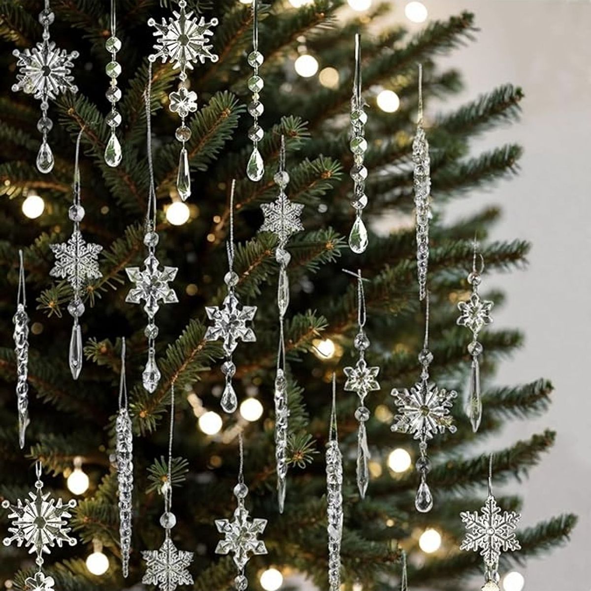 TIOZONEY - 20pcs decoraciones navideñas de cristal