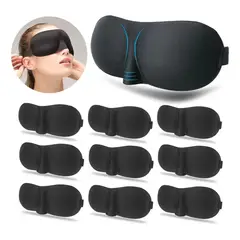 GENERICO - 10Pcs Antifaz 3D Para Dormir Viaje Máscara Para Los Ojos Adjustable Mayoreo Negro