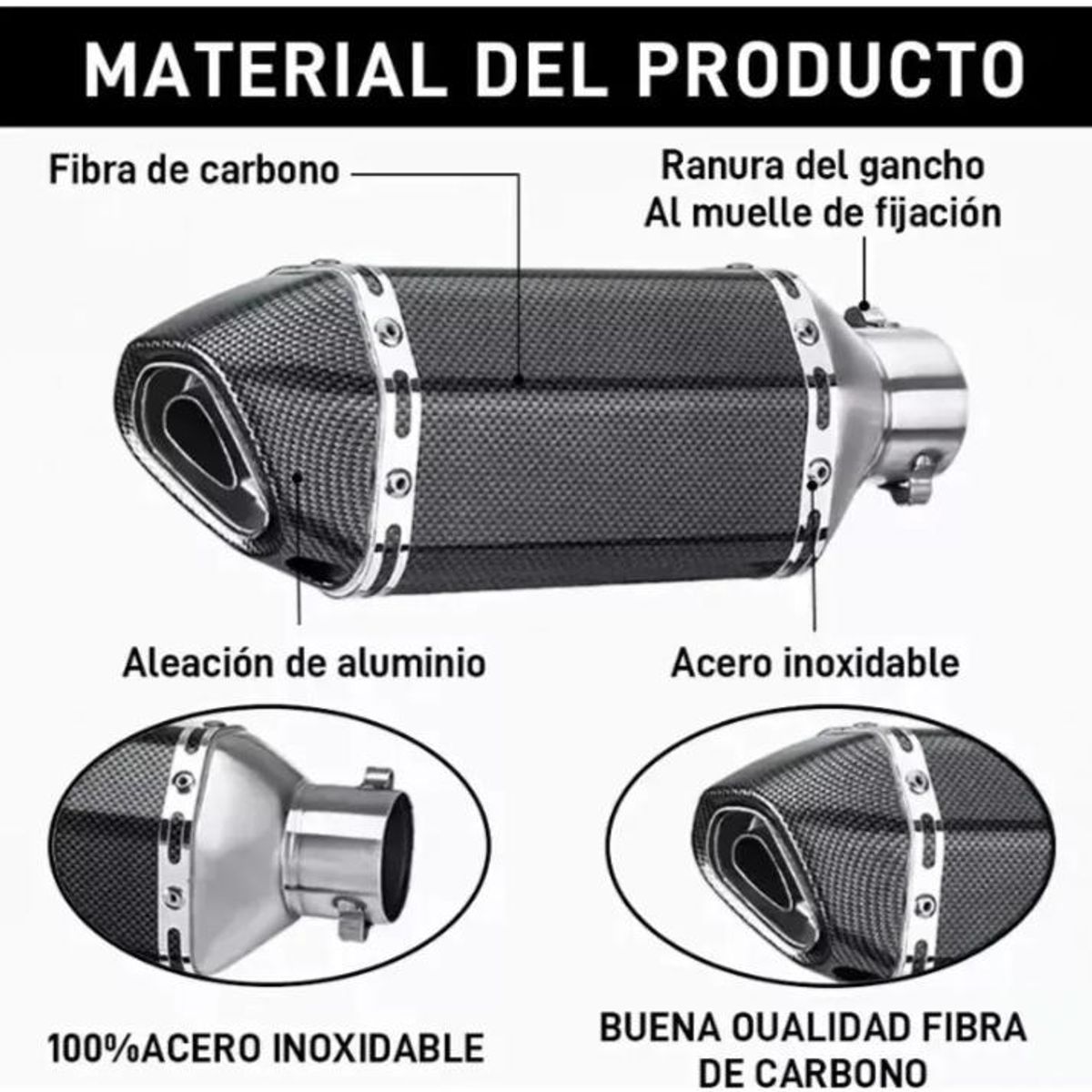 ATURE - Tubo De Escape Moto 310mm Para Deportive Y Universal