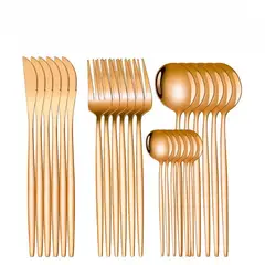 TIOZONEY - Conjunto de cubiertos color cobre de 24 piezas