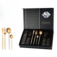 TIOZONEY - Conjunto de cubiertos color cobre de 24 piezas