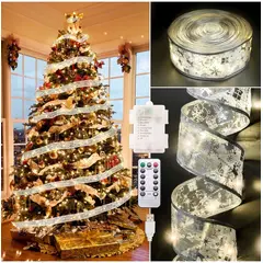 TIOZONEY - Decoraciones de Navidad100 luces LED para árbol de Navidad