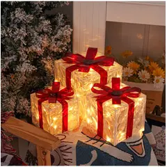 TIOZONEY - 3 pcs LED Luces de Navidad Caja de regalo