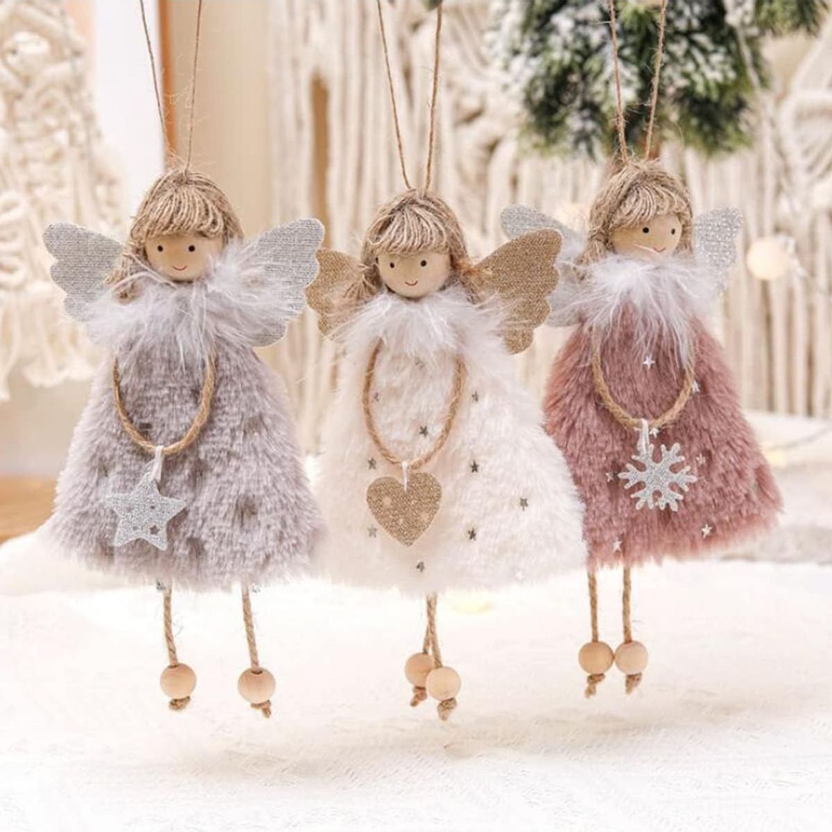 TIOZONEY - 3 colgantes de muñeca de ángel adorno colgante de ángel de Navidad
