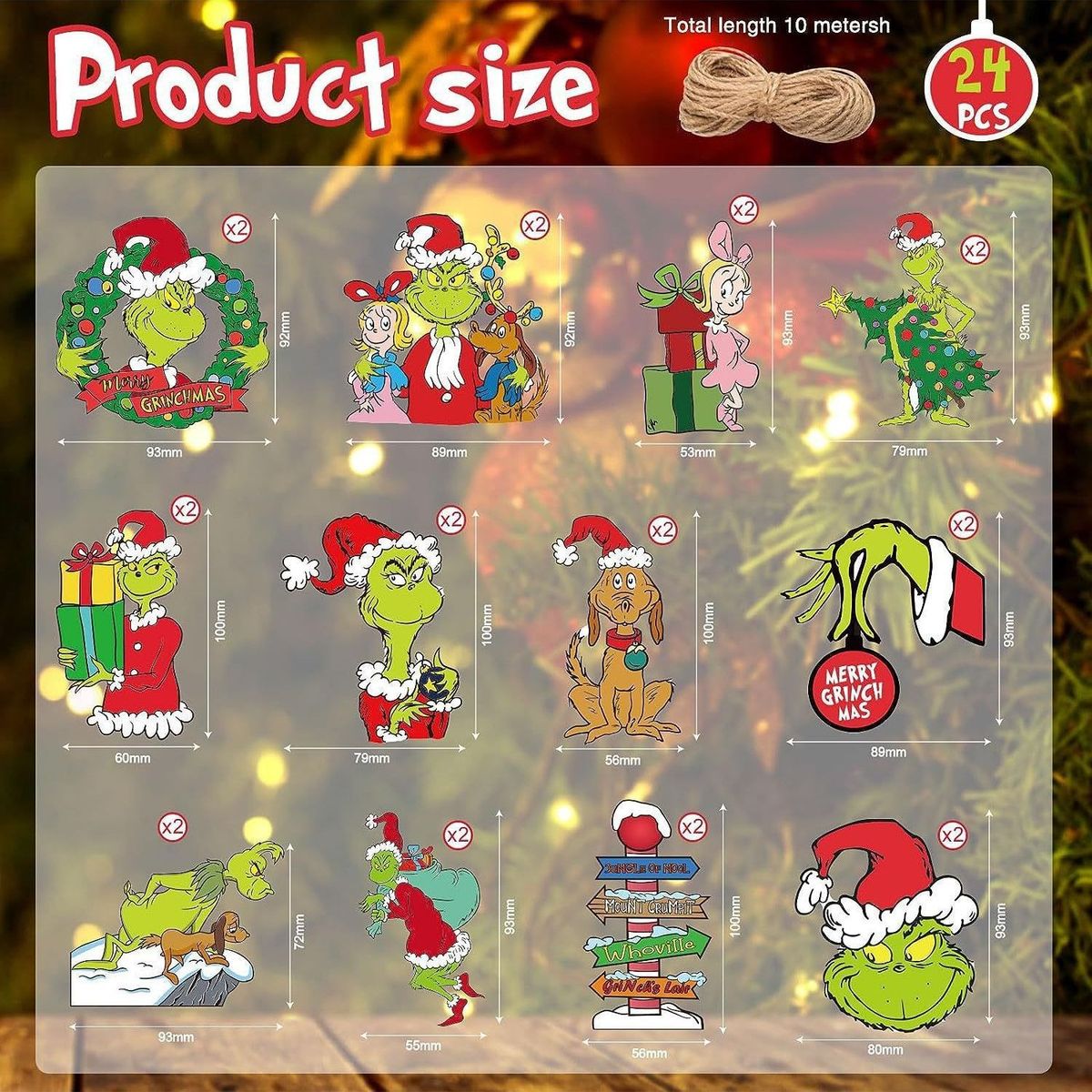 TIOZONEY - 24 adornos de madera para el árbol de Navidad
